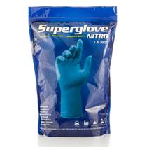 Luva Nitrílica Antialérgica Super Glove Azul Ambidestra Pacote com 25 Pares - Super Safety