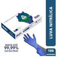 Luva Nitrílica Antimicrobiana Amg Medix C/ 100 Tamanho GG