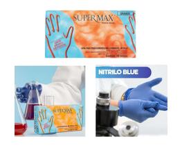 Luva Nitrílica Azul Procedimentos Supermax Sem Pó C/100 G