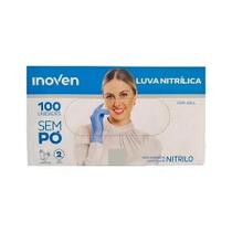 LUVA NITRILICA AZUL SEM PÓ CAIXA COM 100 uni INOVEN.
