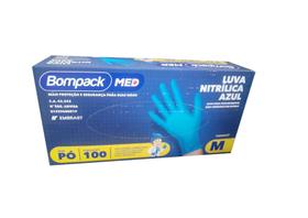 Luva Nitrílica Azul Sem Pó M(8) C/ Anvisa 100 Unidades