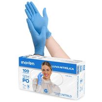 Luva nitrilica azul tamanho g sem pó - cx 100 unidades