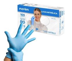 Luva nitrilica azul tamanho p sem pó - cx 100 unidades