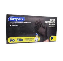 Luva Nitrilica Black Preta Barbeiro Cabeleireiro Esteticista P - Bompack