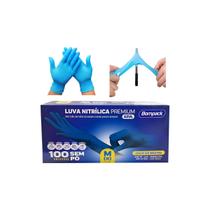 Luva Nitrílica Comfort Azul Sem Pó Bompack Tam M C/100 un