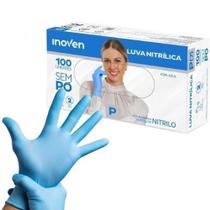 Luva Nitrílica Descartáveis Azul S/Pó Caixa C/100 Unidade - Inoven