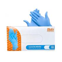 Luva Nitrílica Descartável Azul G Com 100un Sem Pó Medix