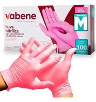 Luva Nitrilica Descartavel C/ 100un Sem Pó Rosa M