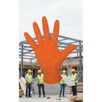 Luva Nitrílica Descartável Laranja M 100 Un Antiderrapante