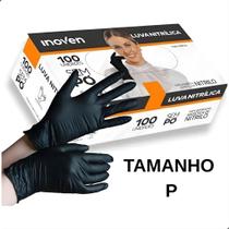 Luva Nitrílica Descartável Pequena Preta Inoven CX 100un