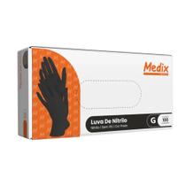 Luva Nitrílica Descartável Preta G com 100un Sem Pó Medix Luva Nitrílica Descartável Preta G com 100un Sem Pó Medix
