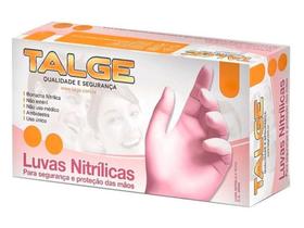 Luva Nitrílica Descartável Rosa TALGE Tamanho P M e G SEM PÓ COM 100 unidades
