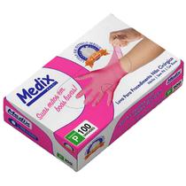 Luva Nitrílica Medix - Rosa - Tamanho M - Caixa com 100 unidades