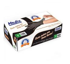 Luva nitrilica nao esteril s/ po preta tam p c/ 100 un medix