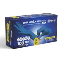 Luva nitrílica premium sem pó caixa com 100 unidades p azul bompack Luva nitrílica premium sem pó caixa com 100 unidades p azul bompack