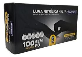 Luva nitrílica preta 100 unidades sem pó Bompack