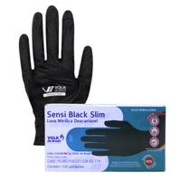Luva nitrilica preta descartável sem pó sensi black slim volk Luva nitrilica preta descartável sem pó sensi black slim volk