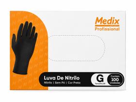 Luva Nitrílica Preta Medix 100 Unidades Sem Pó Luva Nitrílica Preta Medix 100 Unidades Sem Pó