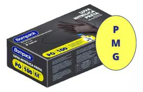 Luva Nitrílica Preta Sem Pó Bompack Tamanho P M G C/100 Unidades Luva Nitrílica Preta Sem Pó Bompack Tamanho P M G C/100 Unidades
