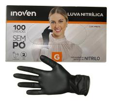 Luva Nitrílica Preta Sem Pó Inoven Tamanho G Luva Nitrílica Preta Sem Pó Inoven Tamanho G