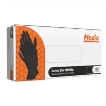 Luva Nitrílica Preta Sem Pó - Medix Brasil - 100 Unidades Luva Nitrílica Preta Sem Pó - Medix Brasil - 100 Unidades