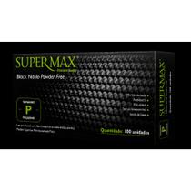 Luva Nitrílica Preta Supermax Sem Pó 100 Und Antiderrapante -