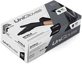 Luva Nitrilica Preto, Unigloves, Sem Pó, Tamanho P - 100Unidades