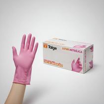 Luva Nitrílica Rosa Descartável Sem Pó C/ 100 Talge