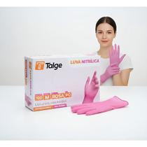 Luva Nitrílica Rosa Descartável Sem Pó C/ 100 Talge Luva Nitrílica Rosa Descartável Sem Pó C/ 100 Talge
