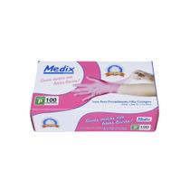 Luva Nitrílica Rosa Sem Pó P Medix