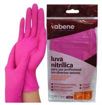 Luva nitrilica rosa tam p pacote com 12un vabene