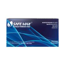 Luva Nitrílica Sem Pó Azul Safemax Tamanho M Alta Resistência e Conforto - 01 Cx
