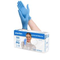 Luva Nitrílica Sem Pó Caixa c/100 Unidades Azul Tamanhos P M G - Inoven