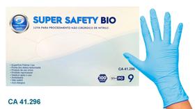 Luva Nitrilica Super Safety Azul Para Procedimento Caixa Com 100 Unidades