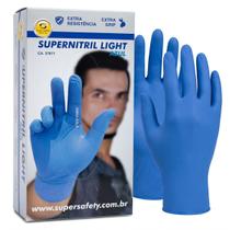 Luva Nitrílica Supernitril Light Azul Descartável CX 100 Un Tamanho:GG