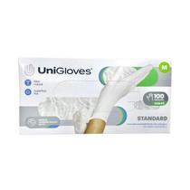 Luva Nitrílica Unigloves Branca Sem Pó M Caixa com 50 Pares