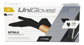 Luva Nitrílica UniGloves Preta Pequena Antiderrapante 100 Un