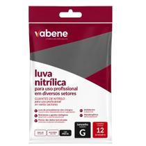 Luva Nitrílica Vabene Tamanho G Com 12 Unidades Preta Ref: 2492ind