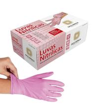 Luva Nitrilo Powder Free Rosa "M" Sem Pó 100 Unidades Descarpack