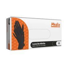 Luva Nitrilo Preta Sem Pó Tamanho M Medix Profissional - Caixa com 100 un.