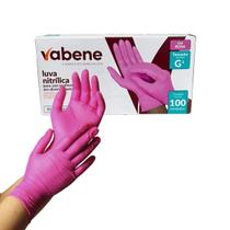 Luva nitrilo rosa "g" sem pó c/100 - vabene Luva nitrilo rosa "g" sem pó c/100 - vabene