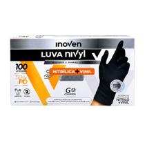 Luva Nivyl Nítrilica+Vinil Sem Pó Preta 100 Uni Inoven Tam M