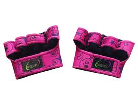 Luva para Academia Meia Luva de Neoprene Caveira Rosa