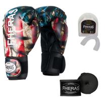 Luva para Boxe e Muay Thai MMA Profissional Estampada Fheras com Bandagem e Bucal