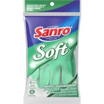 Luva para Limpeza SOFT Grande Verde Látex Flocado e Antiderrapante