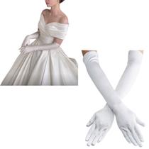 Luva Para Noiva Longa Casamento Fantasia Branca Lycra L4