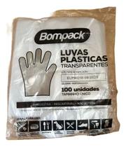 Luva Plástica Bompack Descartável Com 100 Unidades