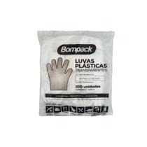 Luva Plástica Bompack Descartável Com 100 Unidades