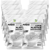 Luva Plástica Descartável 10 Pacote Com 100 Luvas - Kit 1.000 Unidades Tamanho Único - Nobre Proteção Contra Líquidos