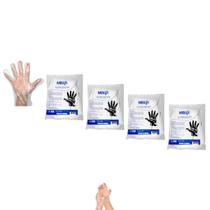 Luva Plástica Descartável Transparente Resistente 100u kit 5 Luva Plástica Descartável Transparente Resistente 100u kit 5